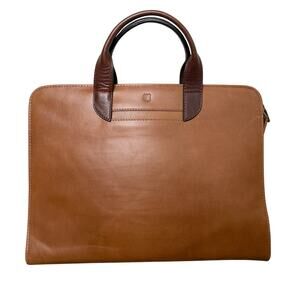 Jos A. Bank Leather Laptop Briefcase Handbag Brown with Crossbody strap NWOT
